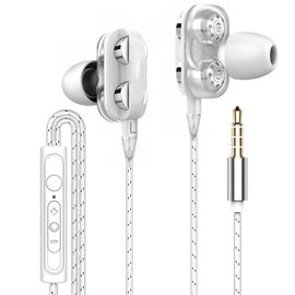 9D Double Dynamic Hi-Fi Earphone 3.5mm Wired Headphone Sport Headset Earbuds with HD Microphone for iPhone Samsung Xiaomi Phone