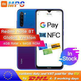 Global Version Xiaomi Redmi Note 8T 4GB 64GB NFC Snapdragon 665 Octa Core Smartphone 6.3” 48MP Quad Rear Camera 18W