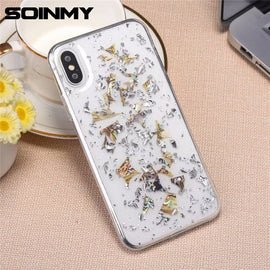 Transparnt shell case for iphone x luxury glitter silicone soft TPU phone accessoires for iphone 8 8plus 7 7plus 6 6s plus cover